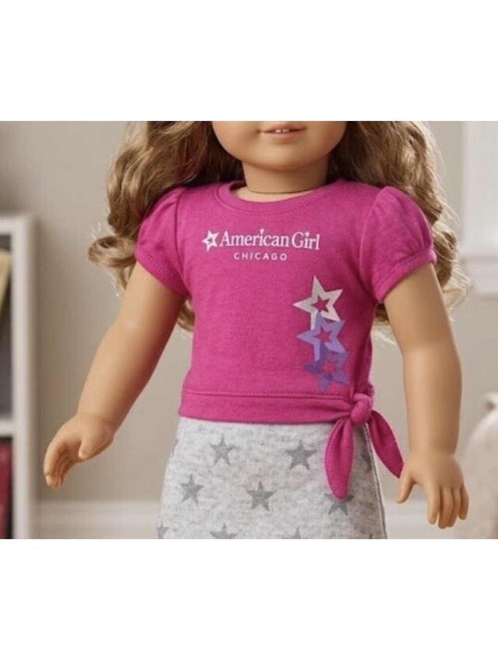 (RA) American Girl 18" Doll Chicago Store Exclusive Pink Star Side Tie T-Shirt